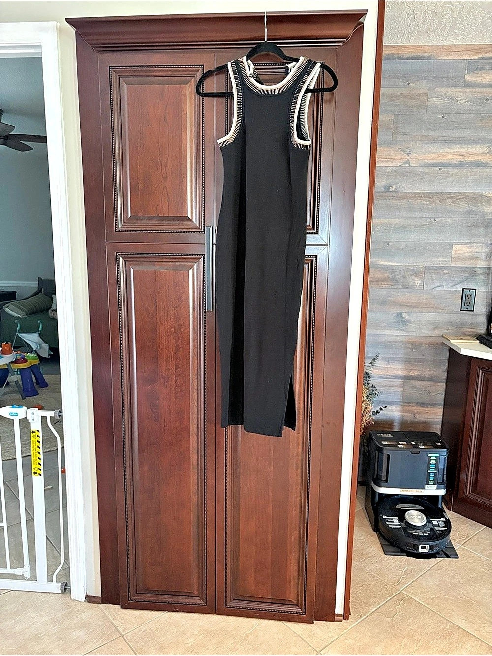 LOFT Versa Sleeveless Mock Neck Midi Sweater Dress Black & White XS Petite